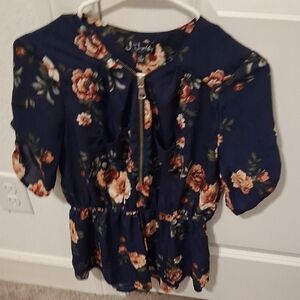 Floral Navy Top